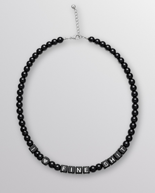 Skeesh Halloween I Love Fine Shit Choker black beaded necklace