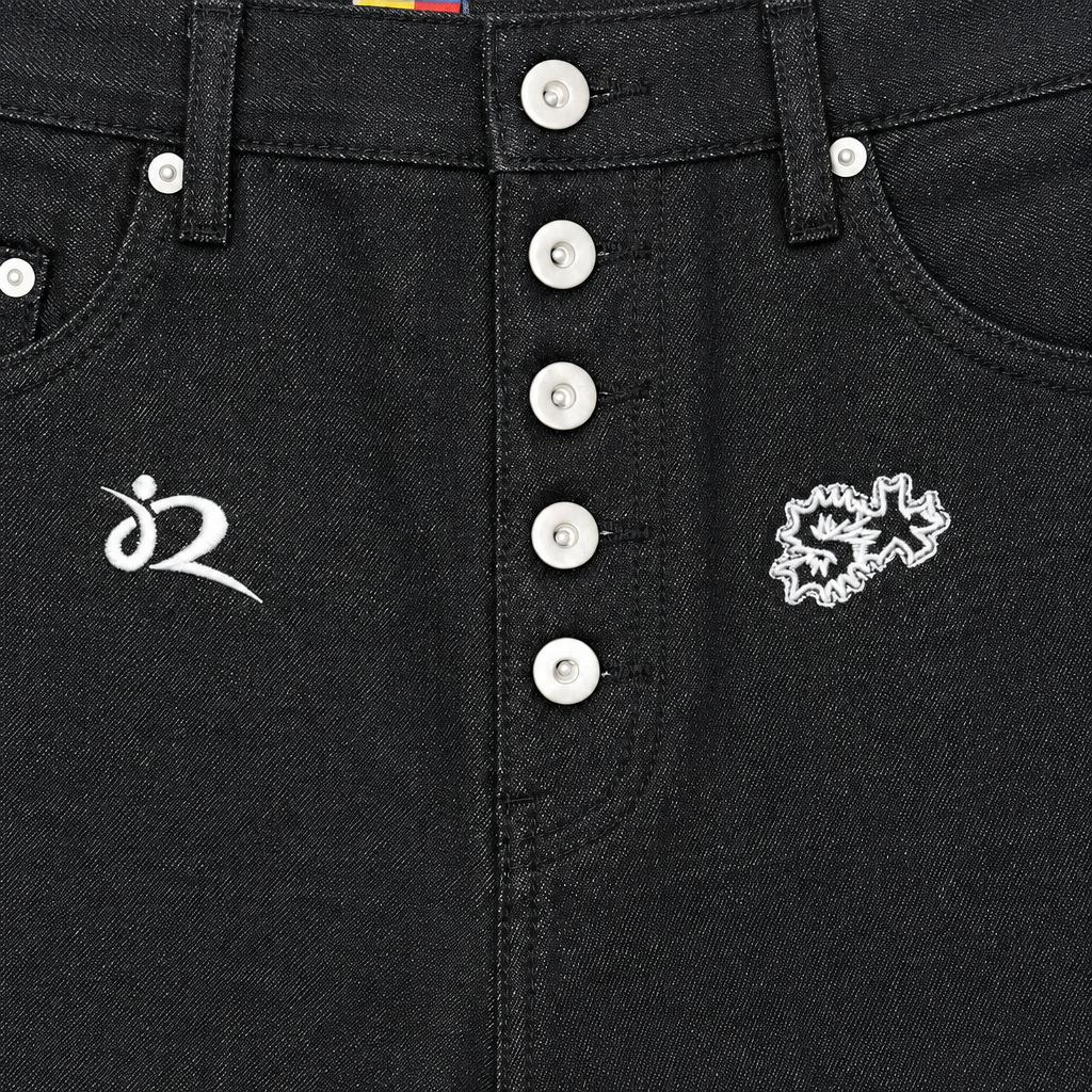 Jean No Fly Zone Denim black selvedge, button fly detail
