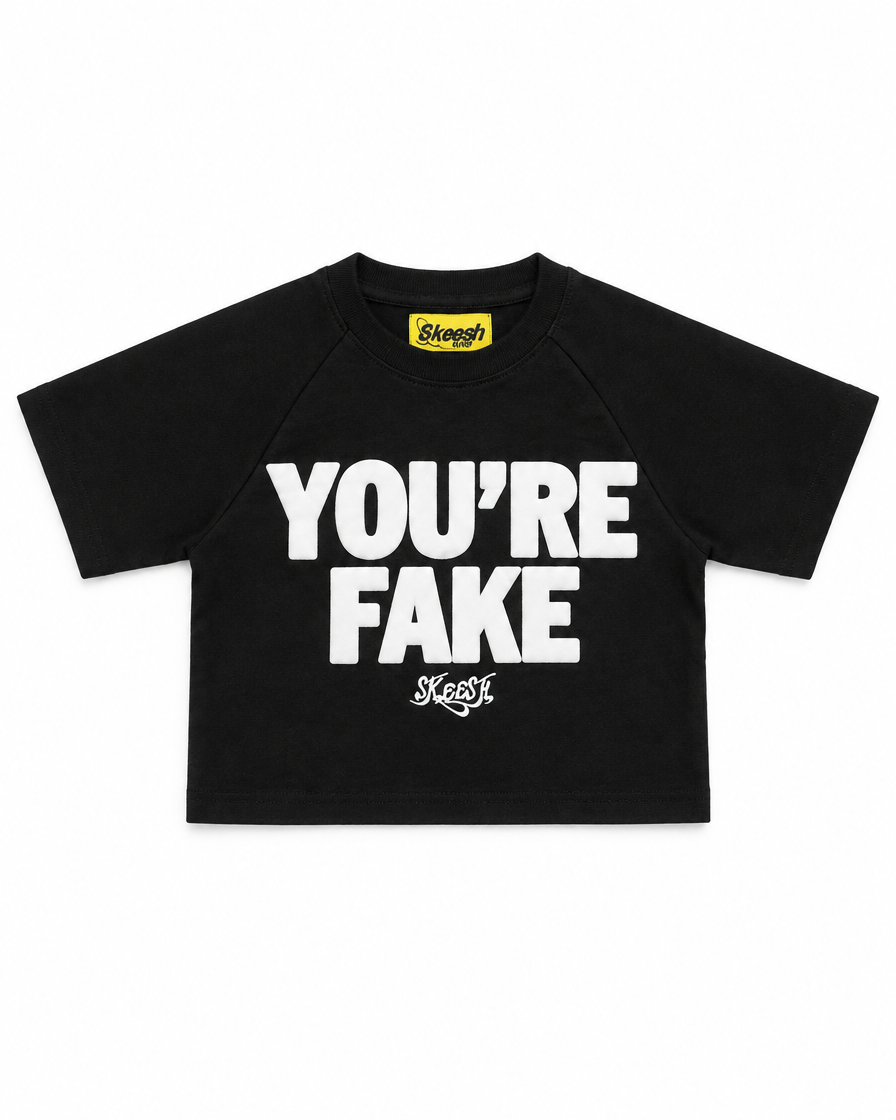 Skeesh You're Fake Baby Tee flat lay