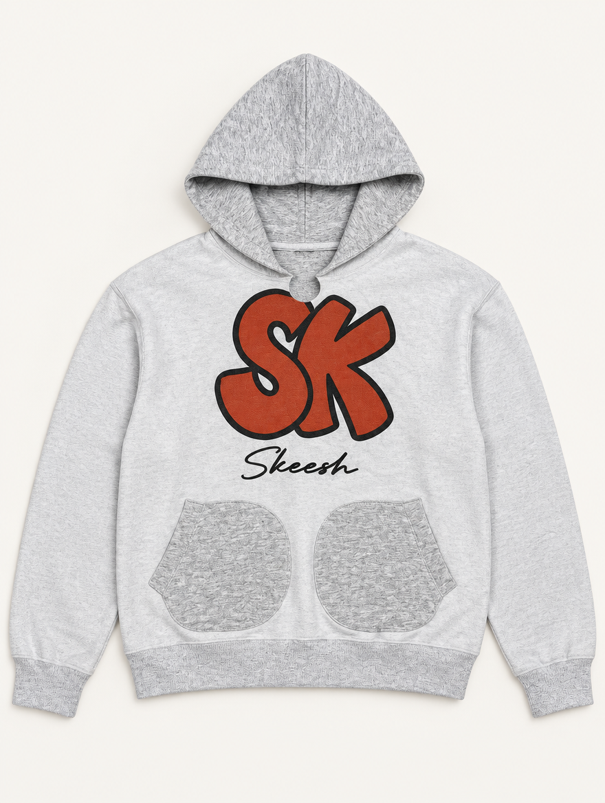 Skeesh Boxer Glove Pocket Hoodie Grey - front