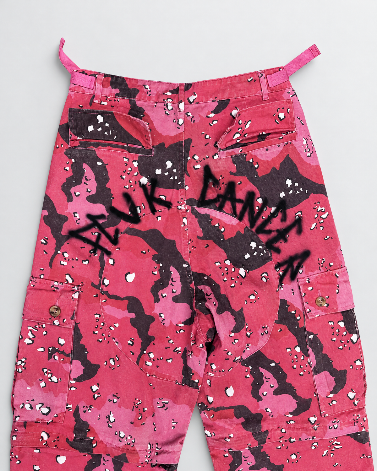 Skeesh F* Cancer Pink Camo Cargo Pants - Lil Print detail