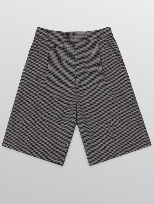 Skeesh Micro Check Pleated Shorts - reverse side flat lay
